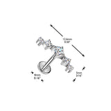 Titanium Threadless Push in Diamond CZ Fan Top Labret Cartilage