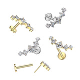 Titanium Threadless Push in Diamond CZ Fan Top Labret Cartilage