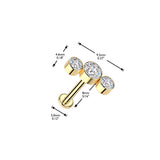 Titanium Threadless Push in 3 Bezel CZ Curve Top Cartilage