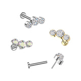Titanium Threadless Push in 3 Bezel CZ Curve Top Cartilage