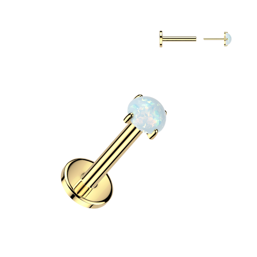 Titanium Threadless Push in Opal Top Labret Cartilage Tragus