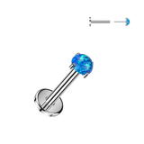 Titanium Threadless Push in Opal Top Labret Cartilage Tragus