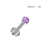 Titanium Threadless Push in Opal Top Labret Cartilage Tragus