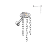 Titanium Threadless Round & Square CZ Top Dangle Helix Labret