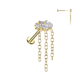 Titanium Threadless Round & Square CZ Top Dangle Helix Labret