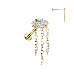 Titanium Threadless Round & Square CZ Top Dangle Helix Labret