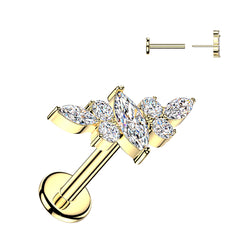 Titanium Threadless Push in Marquise CZ Wing Top Cartilage