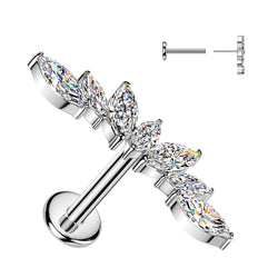 Titanium Threadless Push in 7 mm Marquise CZ Fan Top Cartilage Tragus