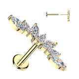 Titanium Threadless Push in 7 mm Marquise CZ Fan Top Cartilage Tragus