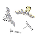 Titanium Threadless Push in 7 mm Marquise CZ Fan Top Cartilage Tragus