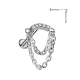 Titanium Threadless 2 Chain Curved Top & CZ Hidden Helix Labret
