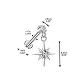 Titanium Threadless Push in Starburst Dangle Top Cartilage