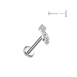 Titanium Threadless Push in Round & Marquise CZ Top Cartilage Labret