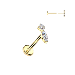 Titanium Threadless Push in Round & Marquise CZ Top Cartilage Labret