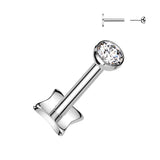 Titanium Threadless Push in Bezel Set CZ Top Labret Cartilage