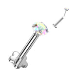 Implant Titanium Threadless Push-In Prong CZ Labret Flower Base Stud