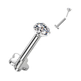 Threadless Push-In Labret Flower Base Stud with Prong CZ