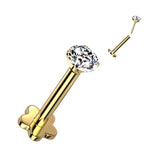 Threadless Push-In Labret Flower Base Stud with Prong CZ