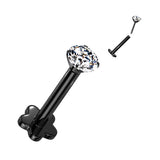 Threadless Push-In Labret Flower Base Stud with Prong CZ