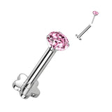 Threadless Push-In Labret Flower Base Stud with Prong CZ