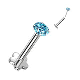 Implant Titanium Threadless Push-In Prong CZ Labret Flower Base Stud