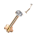 Implant Titanium Threadless Push-In Prong CZ Labret Flower Base Stud