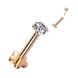 Threadless Push-In Labret Flower Base Stud with Prong CZ