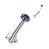 Threadless Push-In Labret Flower Base Stud with Prong CZ