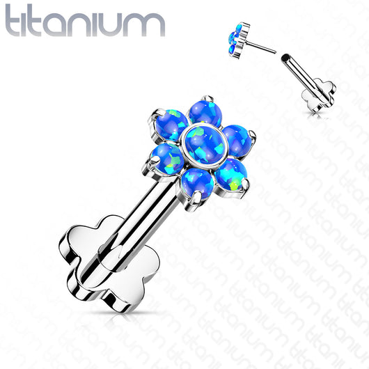 Implant Titanium Threadless Push-In Opal Flower Labret Flower Base Stud