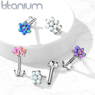 Implant Titanium Threadless Push-In Opal Flower Labret Flower Base Stud