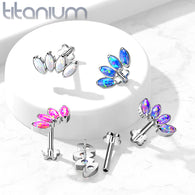 Implant Titanium Threadless Push-In Opal Petal Labret Flower Base Stud