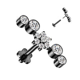 Titanium Threadless Push in CZ & Opal Flower Labret Cartilage