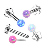 Titanium Threadless Push-In Opal Ball Top Labret Cartilage Tragus