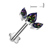 Titanium Threadless Push in Pear CZ Flower Base Labret Cartilage