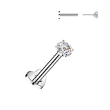 Titanium Threadless Push in Heart Flat Back 3mm CZ Labret Cartilage