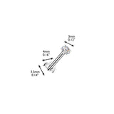 Titanium Threadless Push in Heart Flat Back 3mm CZ Labret Cartilage