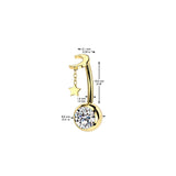 Titanium Threadless Push In Moon And Star Dangle Belly Button Ring