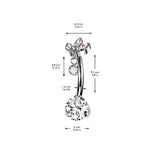 Titanium Threadless Push In CZ & 3 Marquise CZ Dangle Belly Button Ring