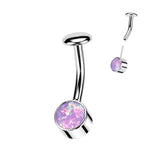 Titanium Threadless Push In Bezel Set Opal Belly Button Ring