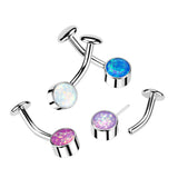 Titanium Threadless Push In Bezel Set Opal Belly Button Ring