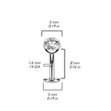 Titanium Threadless Floating Base Bezel CZ Long Belly Ring