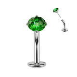 Titanium Threadless Floating Convex Base Fireworks Cut CZ Top Belly Button Ring