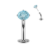 Titanium Threadless Floating Convex Base Fireworks Cut CZ Top Belly Button Ring