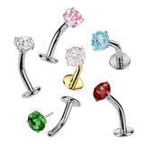 Titanium Threadless Floating Convex Base Fireworks Cut CZ Top Belly Button Ring