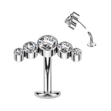 Titanium Threadless Floating Convex Basel 5 Crystals Curve Top Belly Button Ring