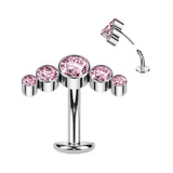 Titanium Threadless Floating Convex Basel 5 Crystals Curve Top Belly Button Ring