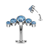 Titanium Threadless Floating Convex Basel 5 Crystals Curve Top Belly Button Ring