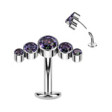 Titanium Threadless Floating Convex Basel 5 Crystals Curve Top Belly Button Ring