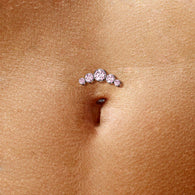 Titanium Threadless Floating Convex Basel 5 Crystals Curve Top Belly Button Ring