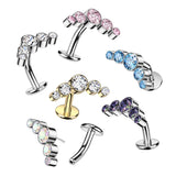 Titanium Threadless Floating Convex Basel 5 Crystals Curve Top Belly Button Ring